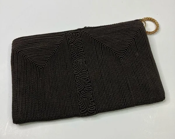 Brown Beaded Elegant Zip Clutch - Image 3