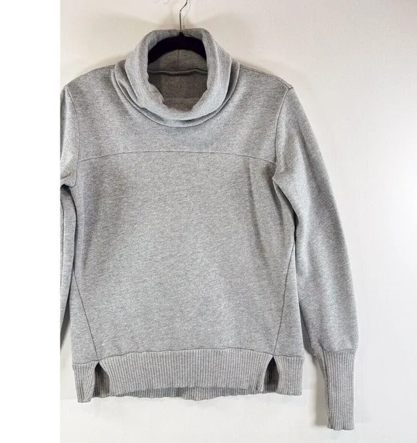 ALO Yoga Women Sweatshirt Gray Haze Turtle Neck Pullover Thumbhole Cozy Small - Image 5