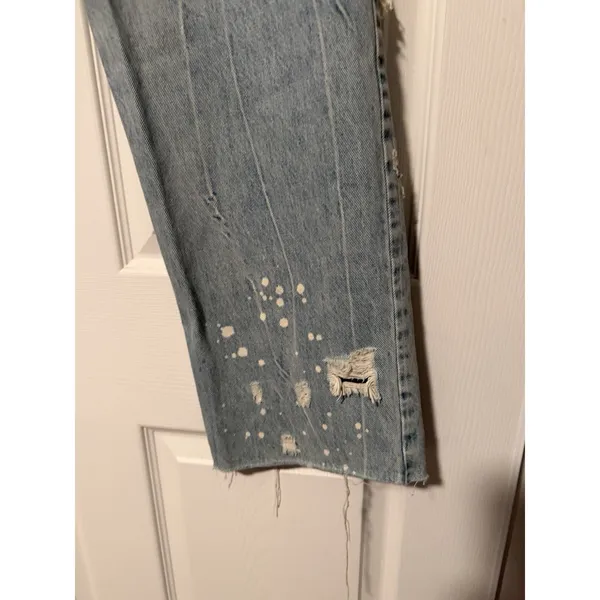 Free‎ People We The Free Grunge Patchwork Label Distressed Painted Denim Jeans - Image 7