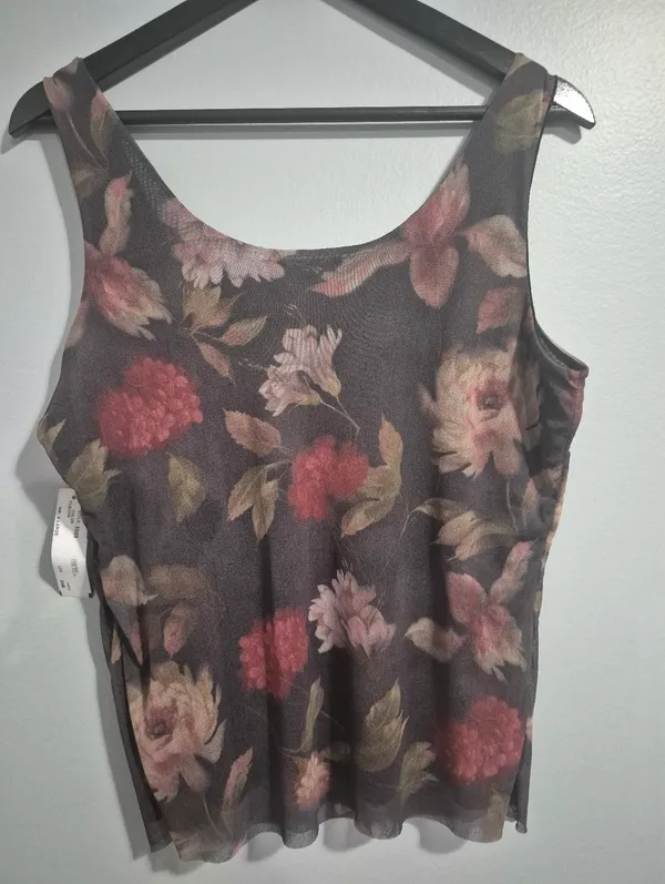 AnueLigne Women's Floral Sleeveless Mesh Tank Top Size XL - Image 5