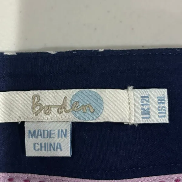Boden Blue Circle Print Pencil Skirt‎ 8 Long 8L Cotton Linen Classic Preppy - Image 4