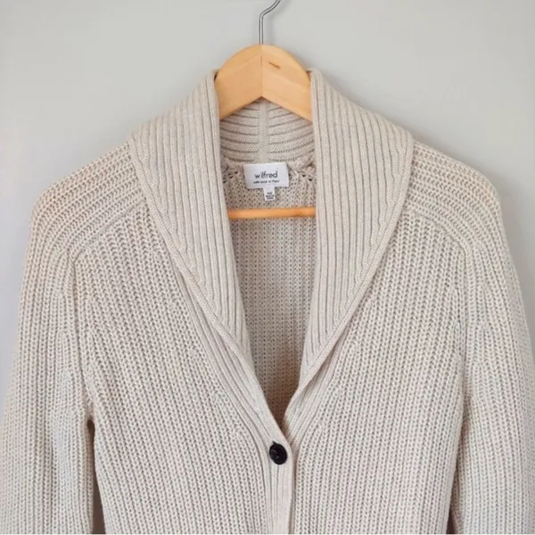 Aritzia Wilfred Tisserand Long Rib Knit Cardigan Sweater Merino Wool Size S - Image 6