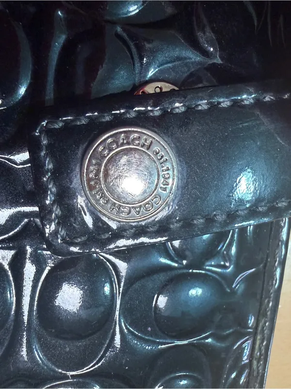Coach Black Patent Embossed Signature Phone Wallet Case - Image 2