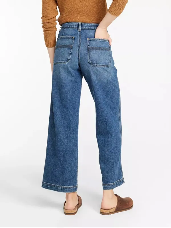 LL Bean Classic Fit 207 Wide Leg High Waisted Jeans in “Faded Indigo”, Size 10 - Image 3