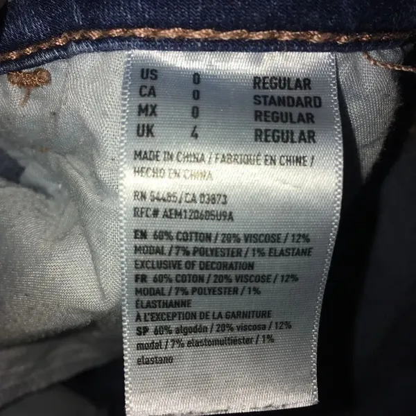 American Eagle distressed destroyed dark wash size 0 super stretch x jeggings - Image 2