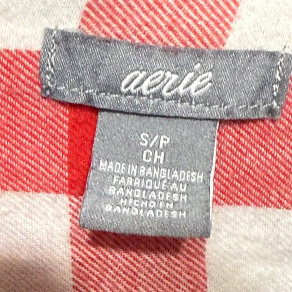 Aerie‎ Blue Red Plaid Long Sleeve Button Down Romper Small Americana Preppy - Image 4