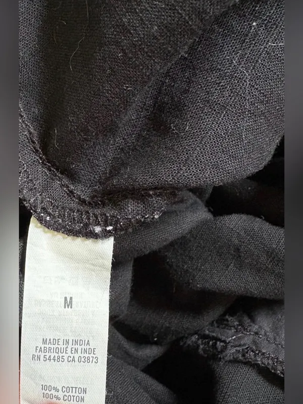 Aerie Black Strapless Jumpsuit Sz M Cotton Gauzey Smocked Back Pockets Tie Back - Image 7