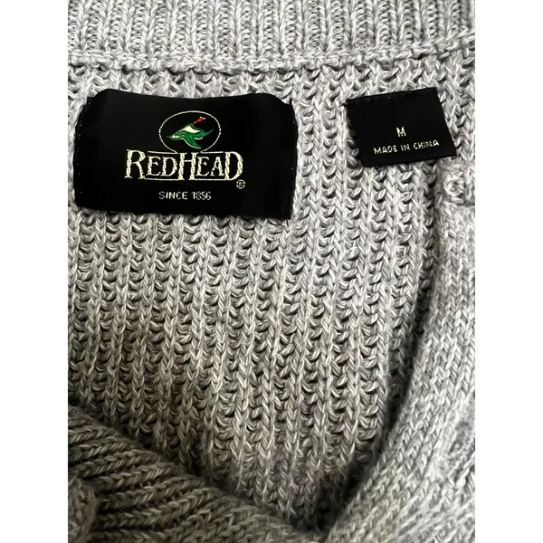 RedHead Womens Gray Chunky Knit Henley Sweater Button Neck Cotton Blend Size M - Image 7