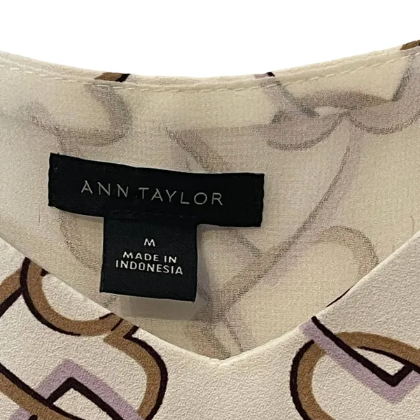 Ann Taylor Tank Top Size Medium White‎ With Pink Brown Interlocked Hearts Lined - Image 5