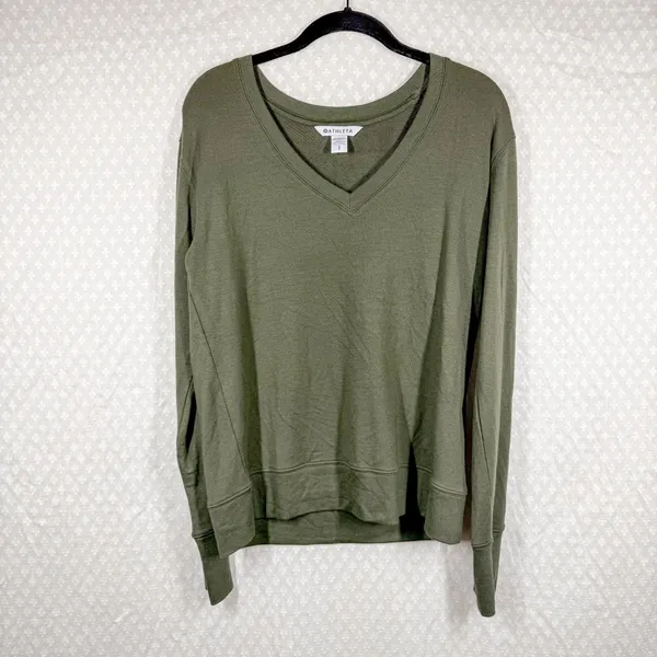 Athleta Green Sunrise‎ V Neck Sweatshirt - Image 2