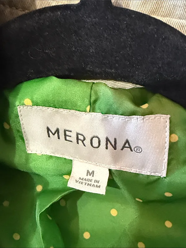 MERONA Classic Tan Double Breasted Short Trench Coat w/Belt M Capsule Minimalist - Image 3