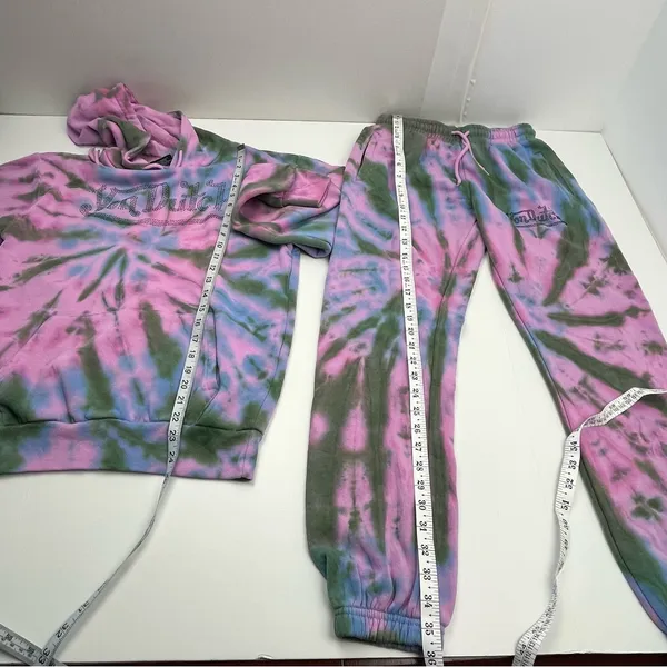 Von Dutch Rhinestone Tie Dye Jogger Hoodie Set Olive Green Pink Purple Small‎ - Image 12