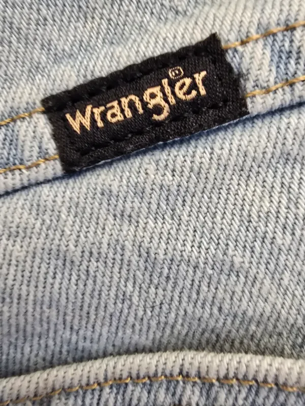{10x32} Wrangler High Rise Fierce Flare Light Blue Denim Jeans Women's - Image 11