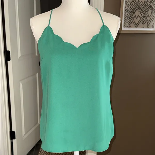J CREW Green Scallop-Edge Camisole Top Size 6 - Image 9