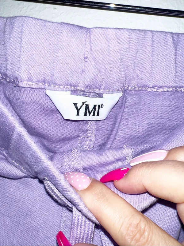 YMI Freckled Poppy Lavender Drawstring Frayed Hem Pull On Jogger Shorts - Image 7