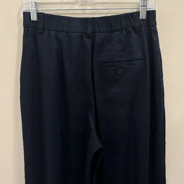 Maeve Avery Wide-Leg Pleated Trousers Navy Linen‎ Blend Small NEW Minimalist - Image 9