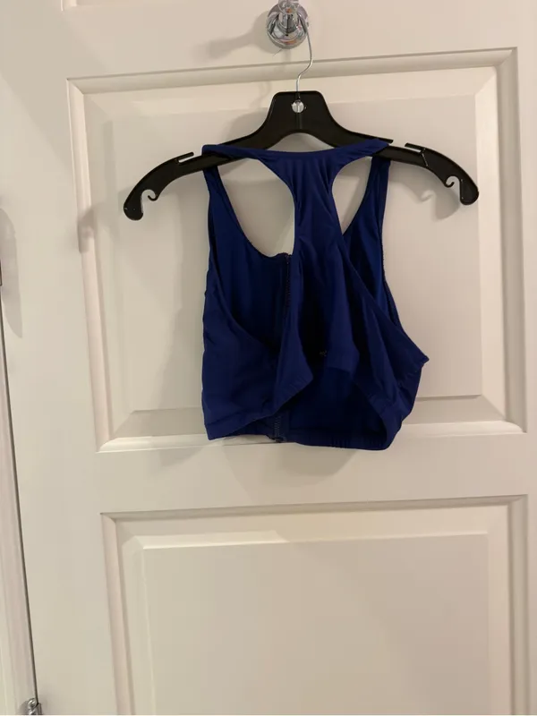 Women’s Front-Zip Swim Crop Top in Deep Blue - Image 2