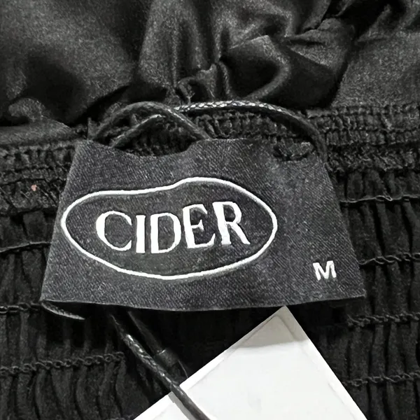 Cider Corset Top Women's Med Black Satin Lace Up Ruffle Cropped Cami Goth Punk - Image 5