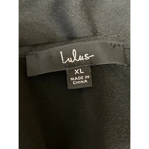 Lulus Women's Black Silky Satin Lace Trim Cowl Neck Sleeveless Cami Tank Top XL - Image 5