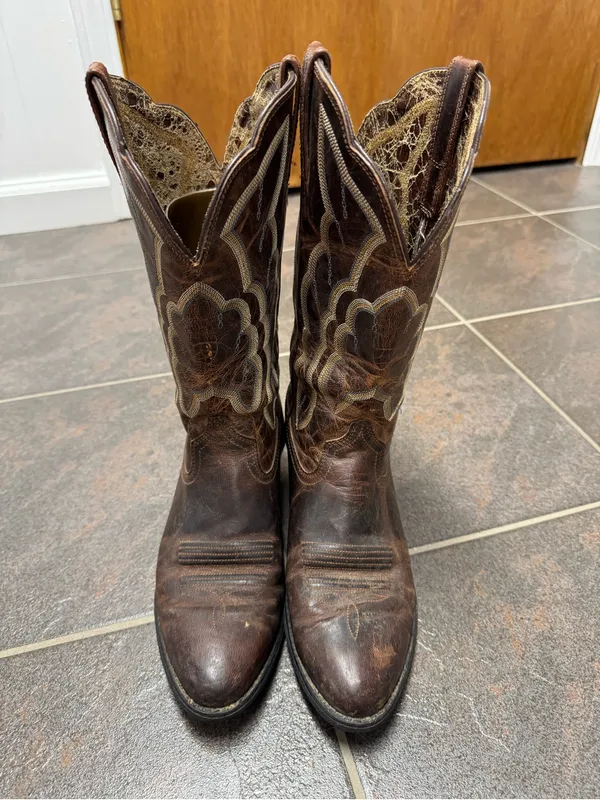Ariat Heritage Western R Toe Cowboy Cowgirl Embroidered Boots Brown 6.5 10010266 - Image 11