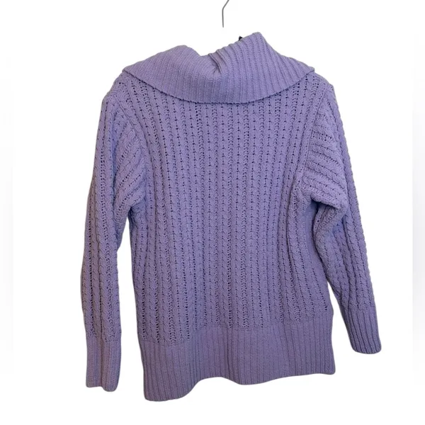 Aerie Lilac Cable Car Quarter Zip Sweater - Image 3