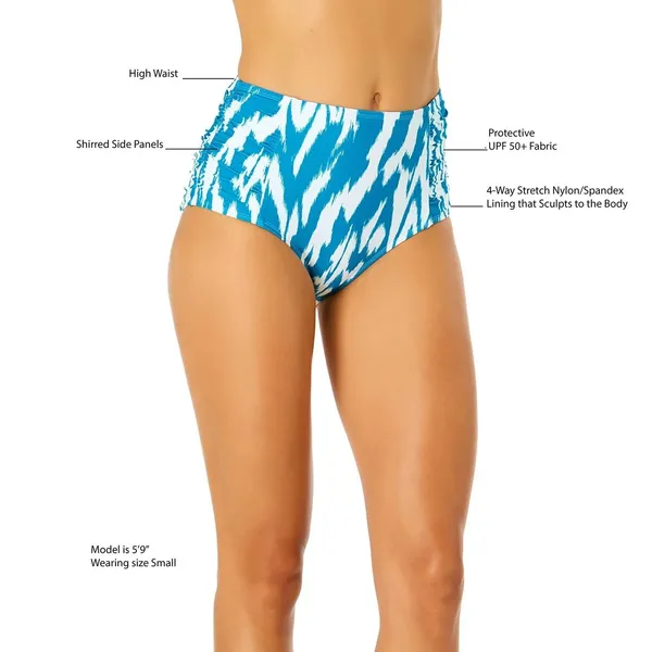 Anne Cole Womens Bikini Bottom Size S Turquoise High Waist Swim Bottom Beach - Image 5