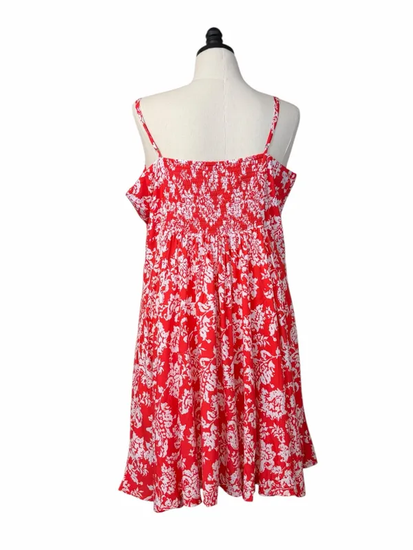 Gap Soft Cami Dress XXL V Neck Smocked Floral Red White NWT Sundress Casual - Image 4