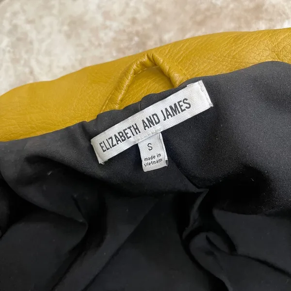 Elizabeth and James Moto Jacket Mustard Yellow Faux Leather Biker‎ Size Small - Image 7