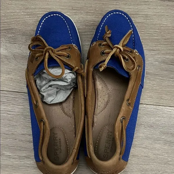 Sperry Women’s Blue and Tan Boat Shoes - Image 3