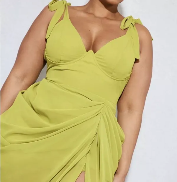 Pretty Little Thing plus underwire draped midi dress size 24 - Image 4
