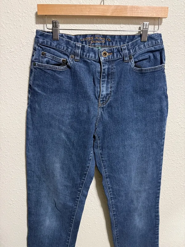 Lauren Ralph Lauren‎ Jeans Co Premium Blue Straight Leg High Rise Jeans Size 6 - Image 5