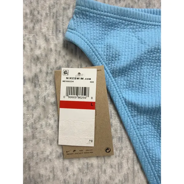 Nike Swim Women Light‎ Blue Textured Ribbed High Leg Bikini Bottom NESSD234 L - Image 5
