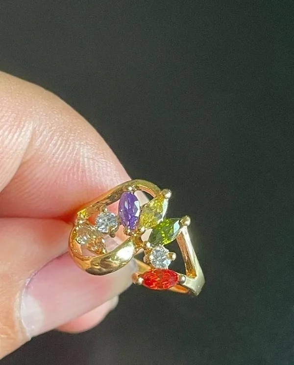 Multicolor stone 18k gold plated ring size 4.5 - Image 6