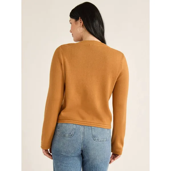 Free Assembly Womens Cardigan Sweater Size XS Brown Sesame Long Sleeve Pocket - Image 3