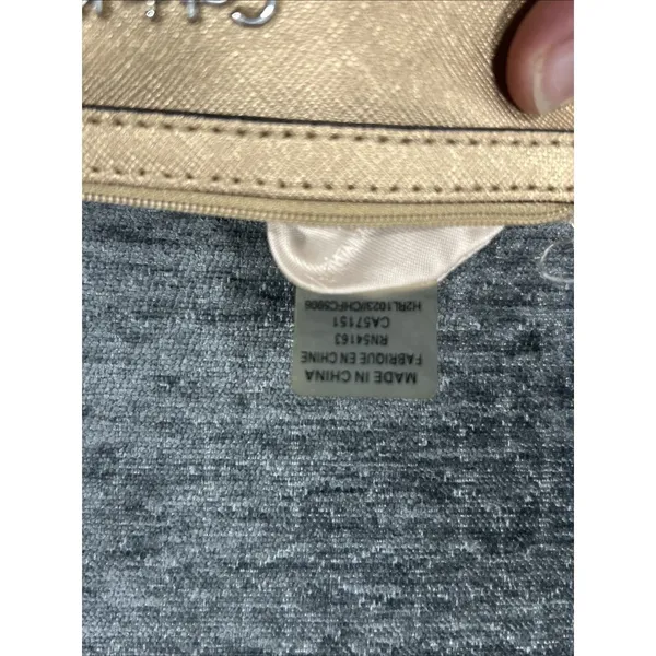 Calvin Klein Saffiano‎ Wristlet Gold Vegan Leather Zip Wallet Pouch Mini Bag - Image 7