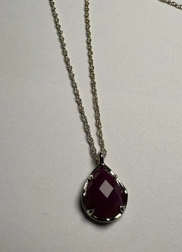 Kendra Scott Purple Pendant Silver Tone Necklace Adjustable Length NWT - Image 3