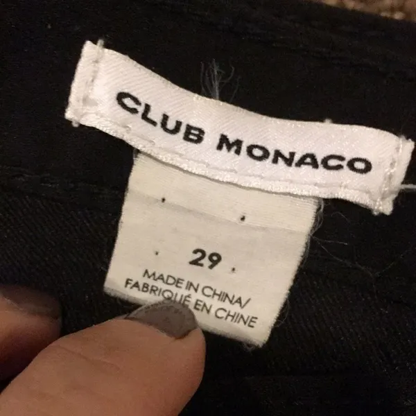 Club Monaco Black Skinny Pants Side Zip Stretch 29” - Image 2
