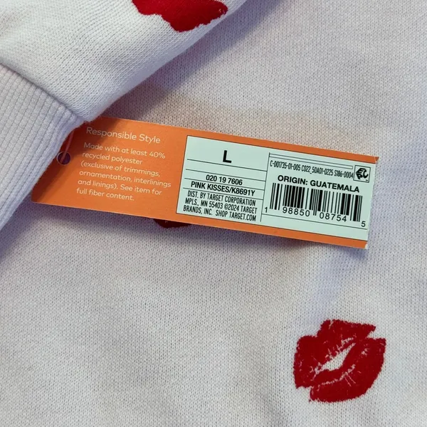 Colsie Womens Pink Red Lipstick Kiss Print Crewneck Sweatshirt Large‎ NEW - Image 5