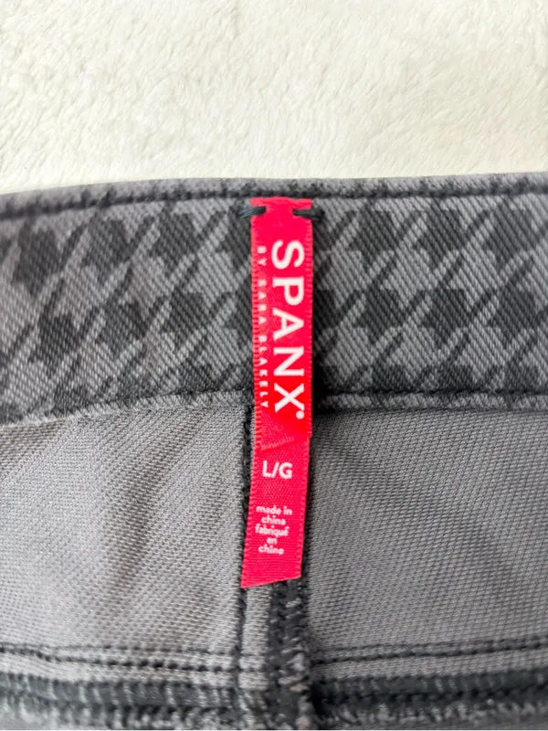 SPANX‎ Black & Gray Houndstooth Leggings Size L - Image 6