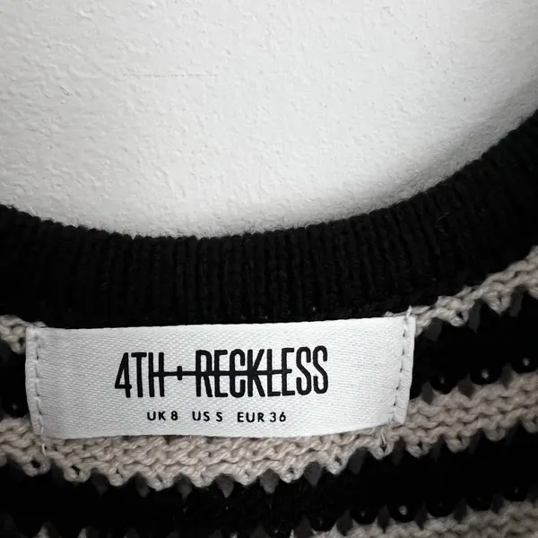 4th & Reckless Albi Knit Maxi Dress in Black and Cream Stripe crochet S - Image 6