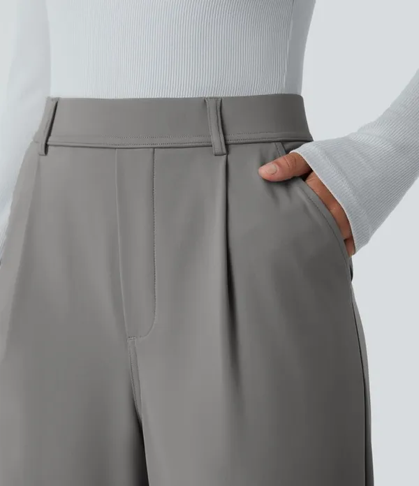 Halara Wide Leg Work Pants Gray Size S Tall NWT High Waisted Stretch - Image 3