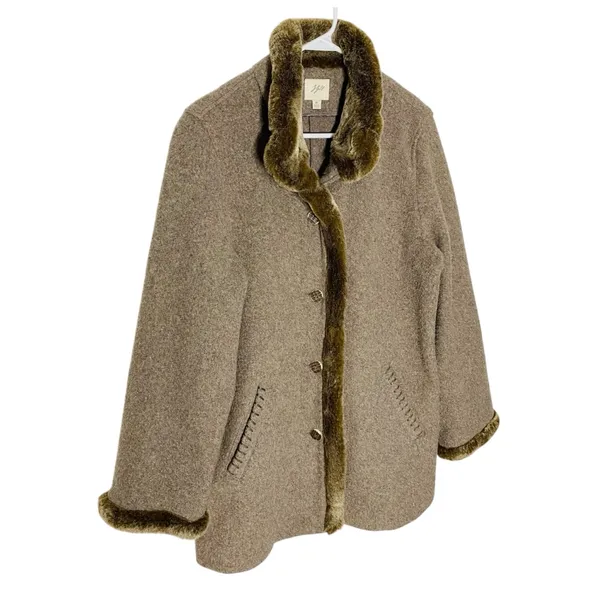 VINTAGE J. JILL Wool Jacket with Faux Fur Trim - Image 4