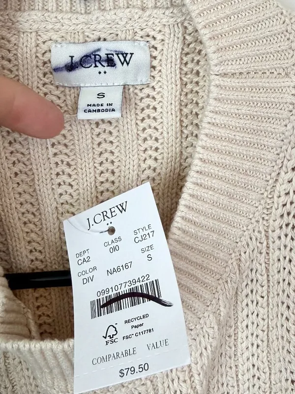 NWT J. Crew Tan Cream Fringe Sleeveless Sweater - Size: Small - Image 3