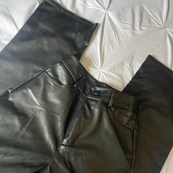 Black Faux Leather Pants Size 4 - Image 2