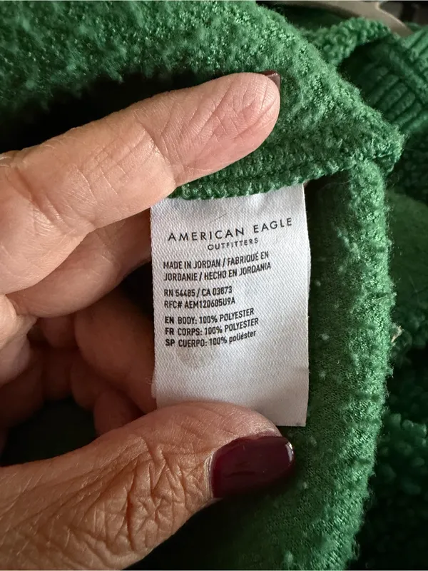 American Eagle AE Green Sherpa Corduroy Shacket Jacket Oversized Size Medium - Image 9