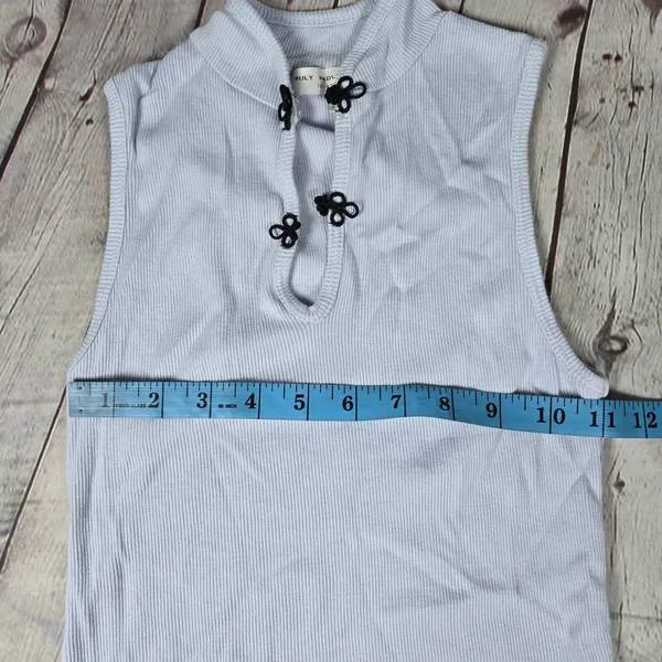 Truly Madly Deeply Light Blue‎ Ribbed Mock Neck Sleeveless Crop Tank Top XS - Image 6