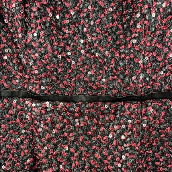 Carmen Marc Valvo Infusion 6 Red Black‎ Sequin Lace Bell Sleeve Dress NWT - Image 7