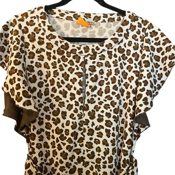 Tory Burch Women's Glady Animal Print Short Flutter Sleeve Dress - Image 6