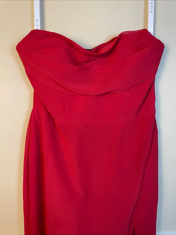 Azazie Women’s Red Bustier Strapless Leg Slit Formal Evening Bridesmaid Gown A8 - Image 3