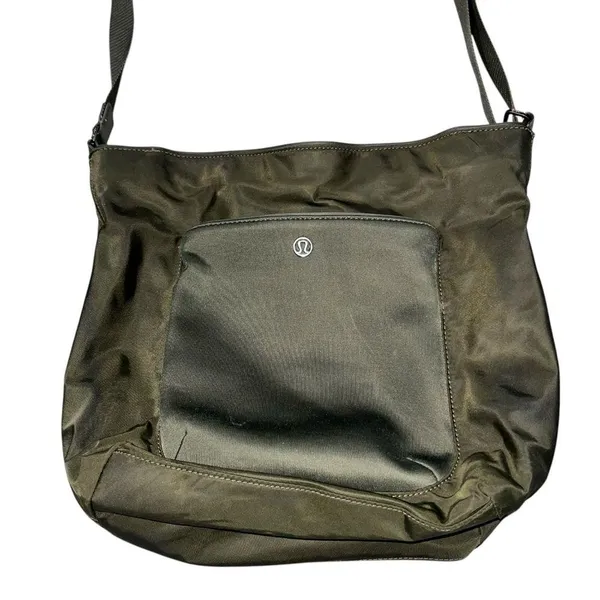 Lululemon Olive Green All Set Nylon Bucket Bag Purse - Image 4